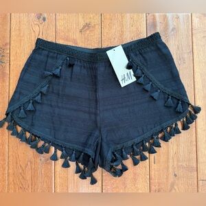 H&M Black Tassel Shorts